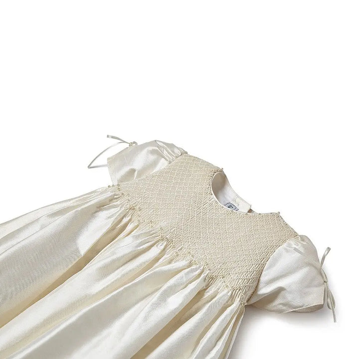 Pearls silk christening gown--Isabel Garreton-Blue Almonds-London-South Kensington