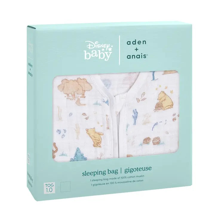 Light sleeping bag "Winnie the Pooh in the woods"-Sleeping bags & changing mats-aden + anais-Blue Almonds-London-South Kensington