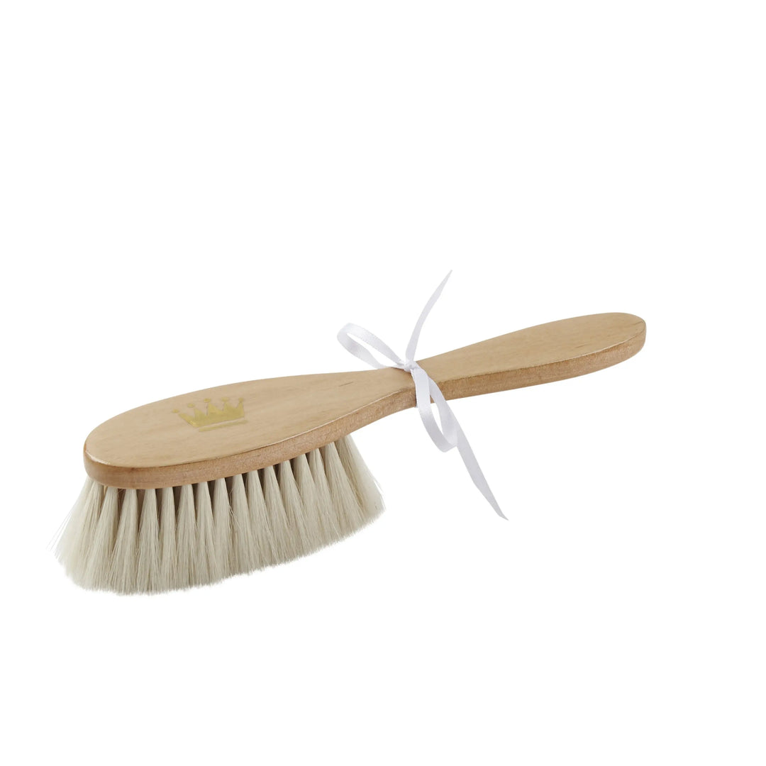 Hairbrush hand-painted crown neutral-Toiletries & baby brushes-Blue Almonds-Blue Almonds-London-South Kensington
