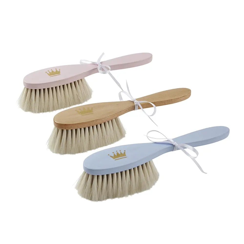 Hairbrush hand-painted crown neutral-Toiletries & baby brushes-Blue Almonds-Blue Almonds-London-South Kensington