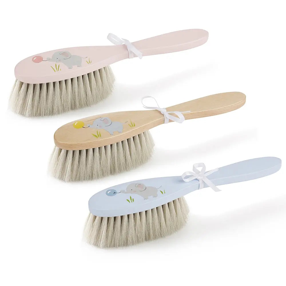 Hairbrush hand-painted elephant neutral-Toiletries & baby brushes-Blue Almonds-Blue Almonds-London-South Kensington