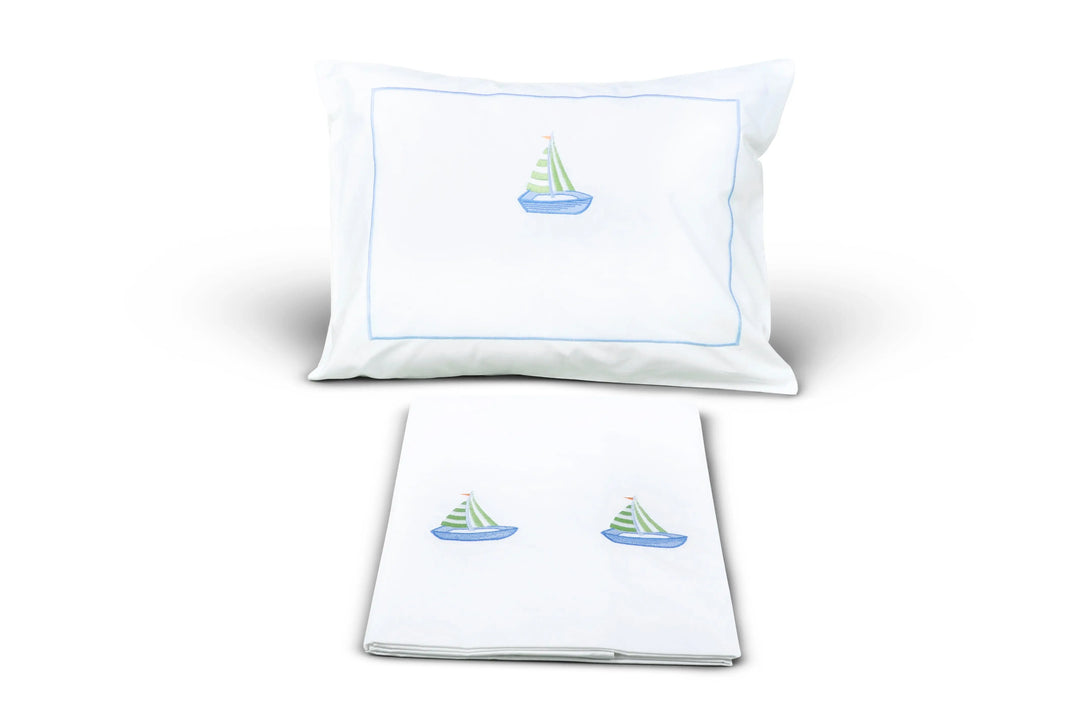 Bedlinen set Cotbed sailing away-Towels & bedlinen-Evelyn Kahle-Blue Almonds-London-South Kensington