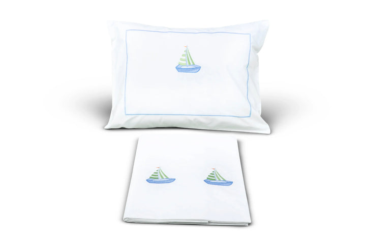Bedlinen set Cotbed sailing away-Towels & bedlinen-Evelyn Kahle-Blue Almonds-London-South Kensington