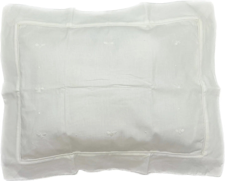 Boudoir pillowcase "baby bees" white-Towels & bedlinen-Gordonsbury-Blue Almonds-London-South Kensington