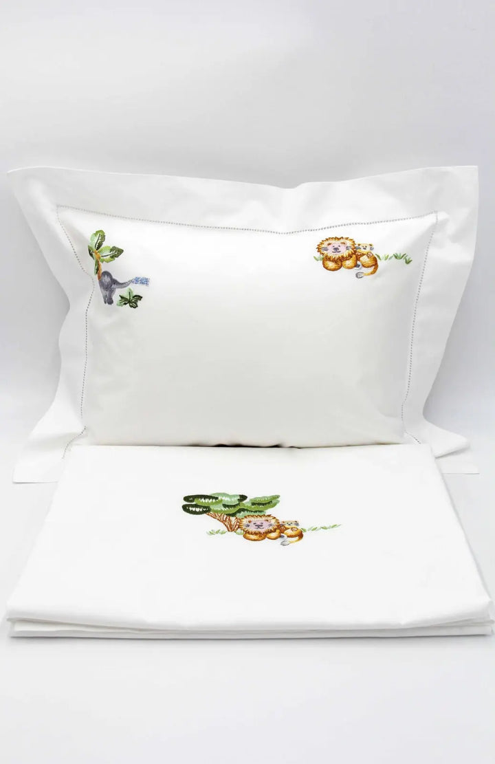 Cotbed Bedlinen Set - Jungle Animals-Towels & bedlinen-Valombrouse-Blue Almonds-London-South Kensington