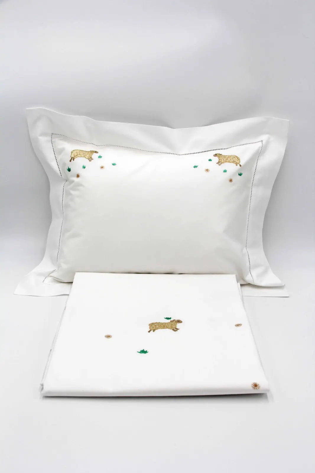 Cotbed Bedlinen Set - Sheep-Towels & bedlinen-Valombrouse-Blue Almonds-London-South Kensington