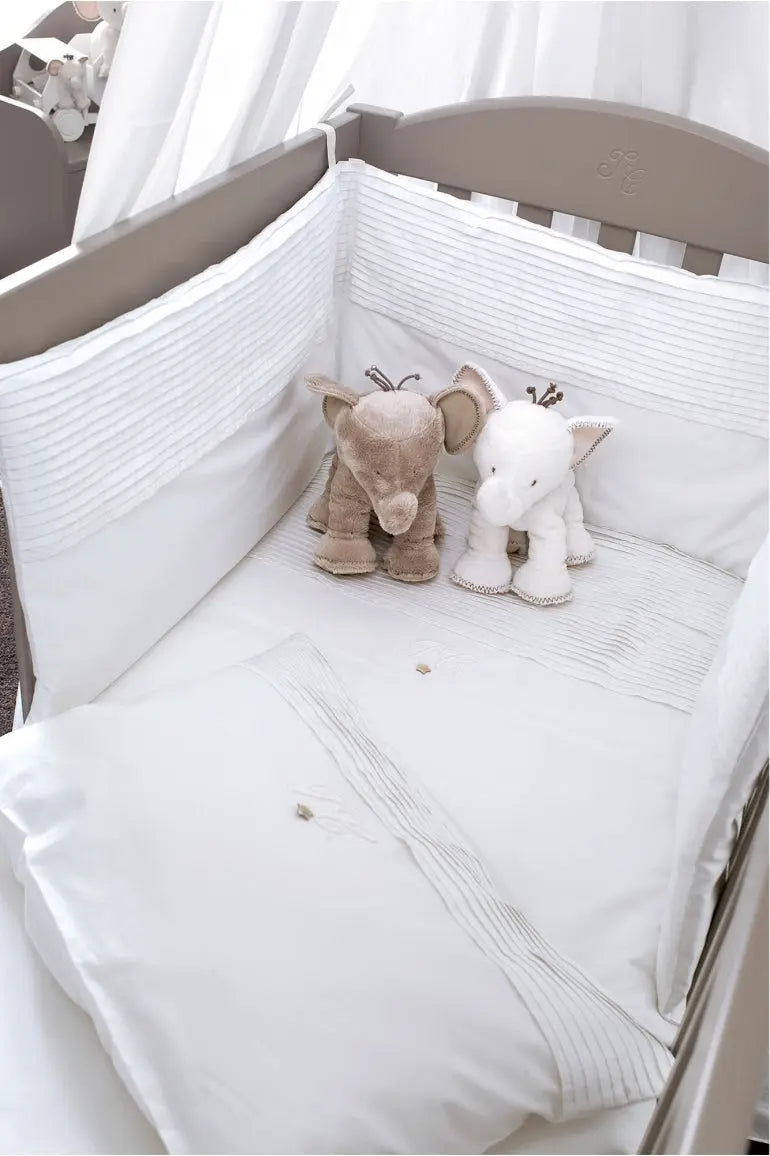 Cotbed duvet cover "monogramme" white-Towels & bedlinen-Tartine et Chocolat-Blue Almonds-London-South Kensington