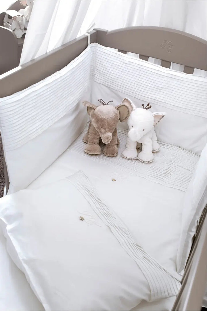 Cotbed duvet cover "monogramme" white-Towels & bedlinen-Tartine et Chocolat-Blue Almonds-London-South Kensington
