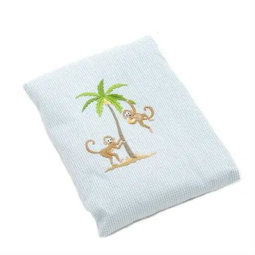 Cotbed fitted sheet "safari" blue-Towels & bedlinen-Gordonsbury-Blue Almonds-London-South Kensington