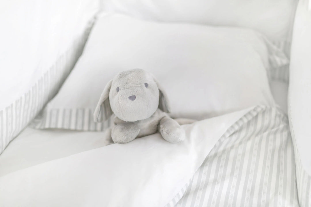 Cotbed linen set "garda" grey-Towels & bedlinen-Tartine et Chocolat-Blue Almonds-London-South Kensington