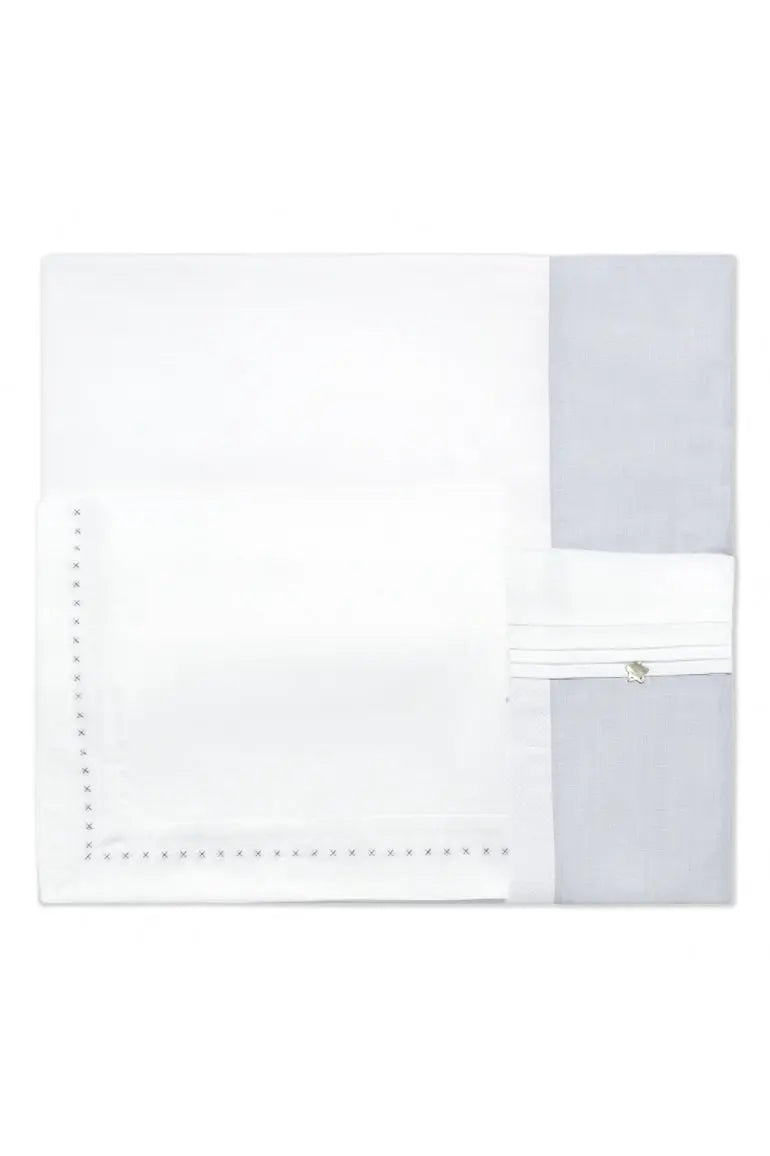 Cotbed linen set "songe"grey-Towels & bedlinen-Tartine et Chocolat-Blue Almonds-London-South Kensington