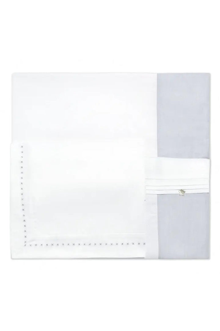 Cotbed linen set "songe"grey-Towels & bedlinen-Tartine et Chocolat-Blue Almonds-London-South Kensington
