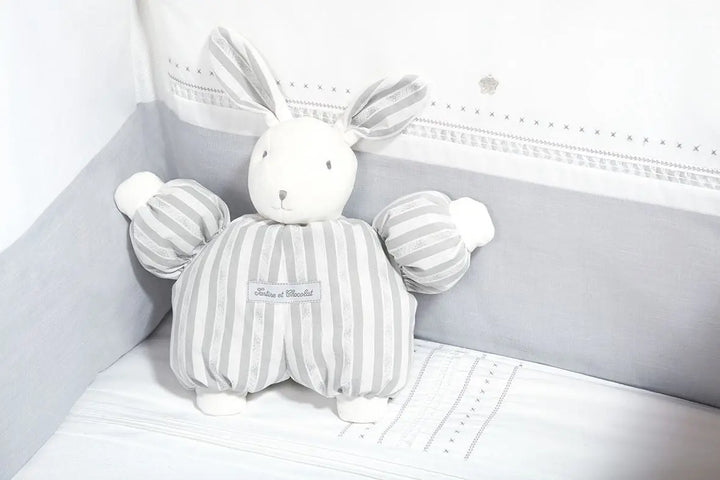 Cotbed linen set "songe"grey-Towels & bedlinen-Tartine et Chocolat-Blue Almonds-London-South Kensington