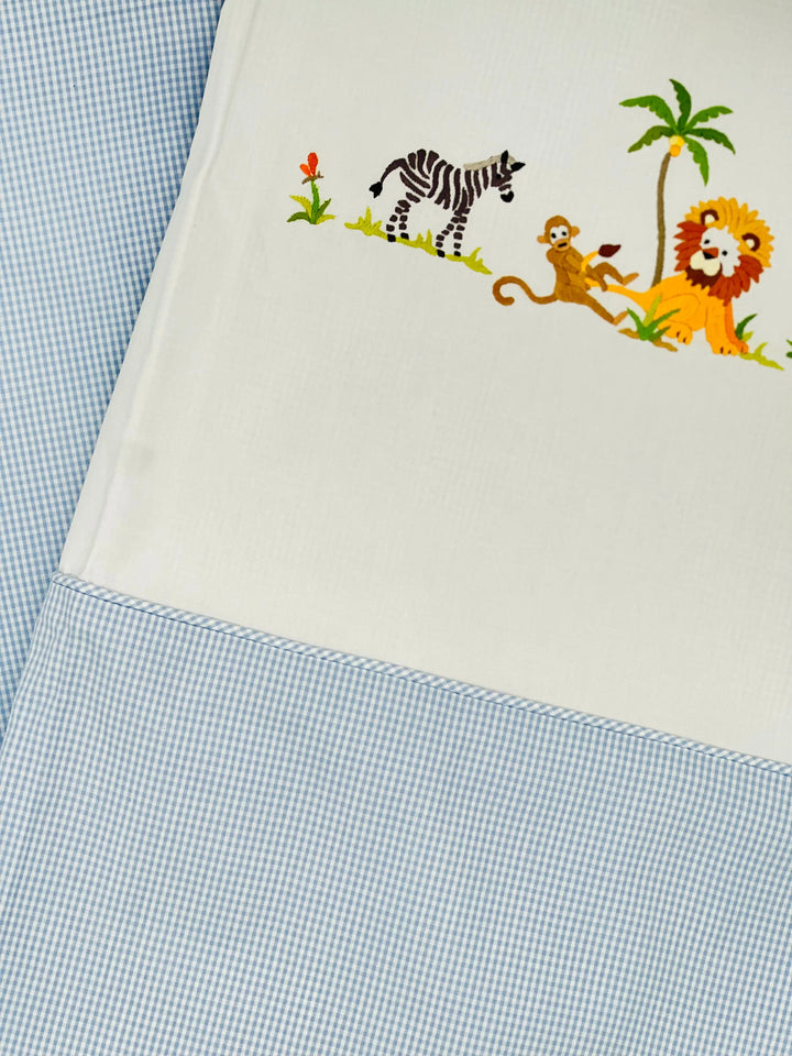 Cotbed duvet cover "safari" blue-Towels & bedlinen-Gordonsbury-Blue Almonds-London-South Kensington