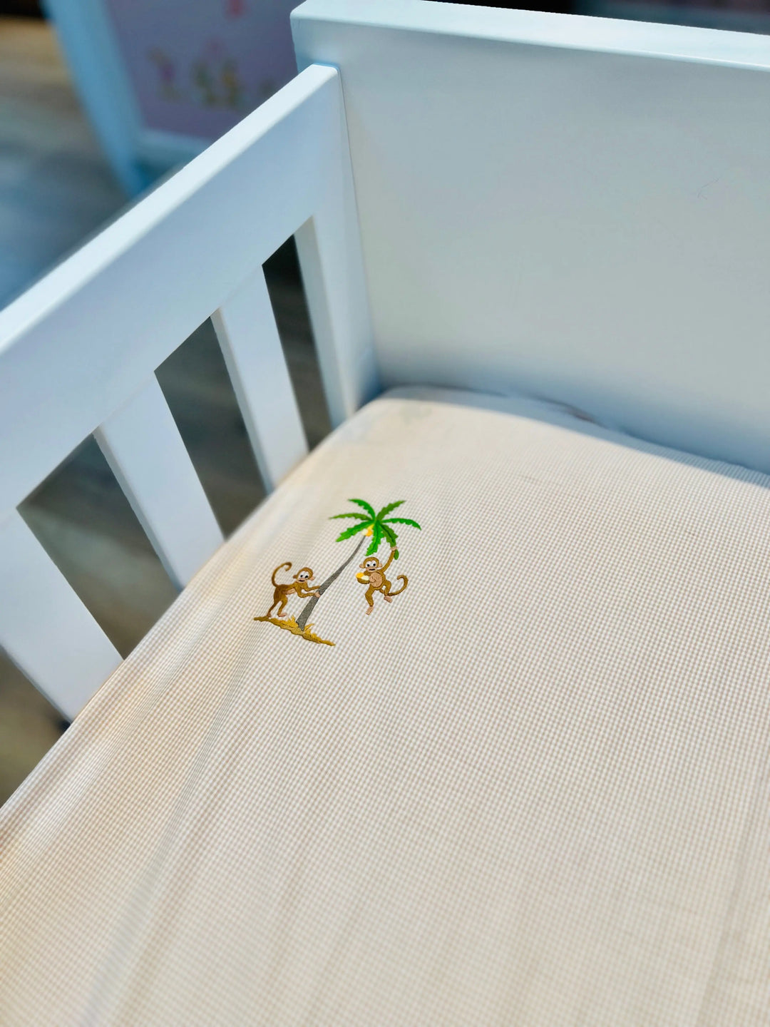Cotbed fitted sheet "safari" beige-Towels & bedlinen-Gordonsbury-Blue Almonds-London-South Kensington