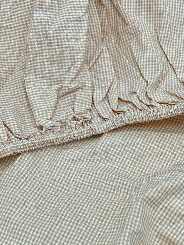Cotbed fitted sheet "safari" beige-Towels & bedlinen-Gordonsbury-Blue Almonds-London-South Kensington
