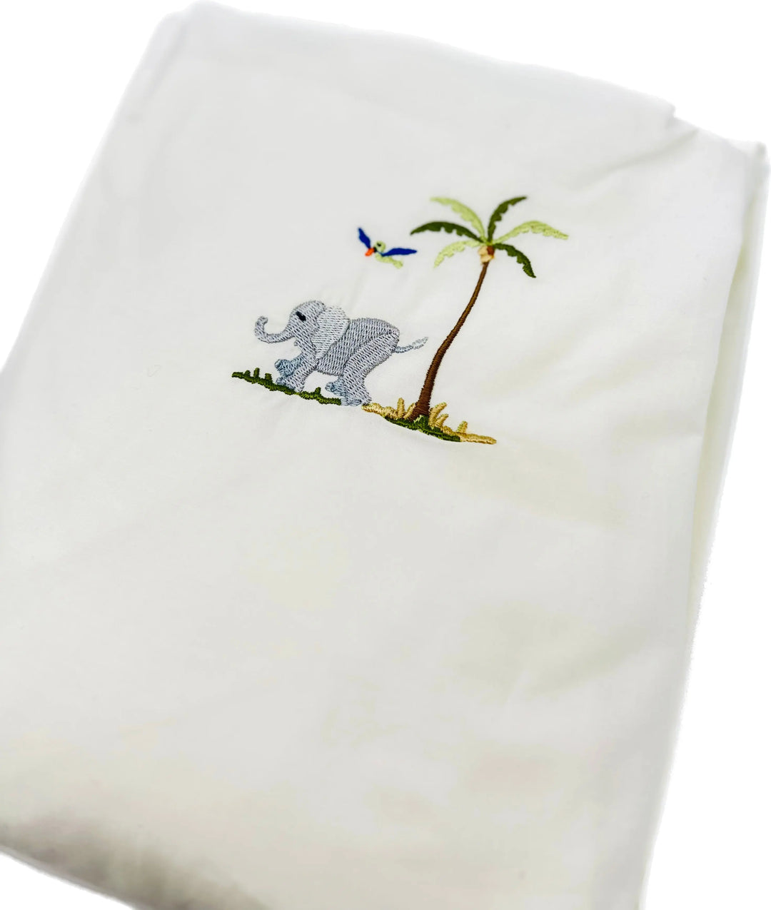 Cotbed fitted sheet "safari" white-Towels & bedlinen-Gordonsbury-Blue Almonds-London-South Kensington