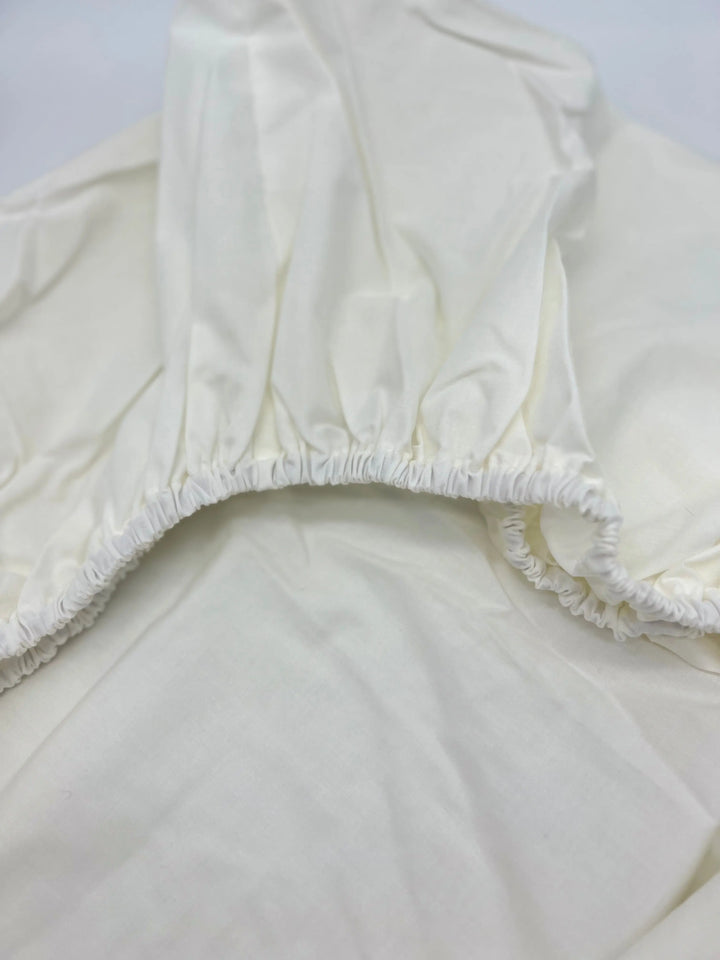 Cotbed fitted sheet "safari" white-Towels & bedlinen-Gordonsbury-Blue Almonds-London-South Kensington