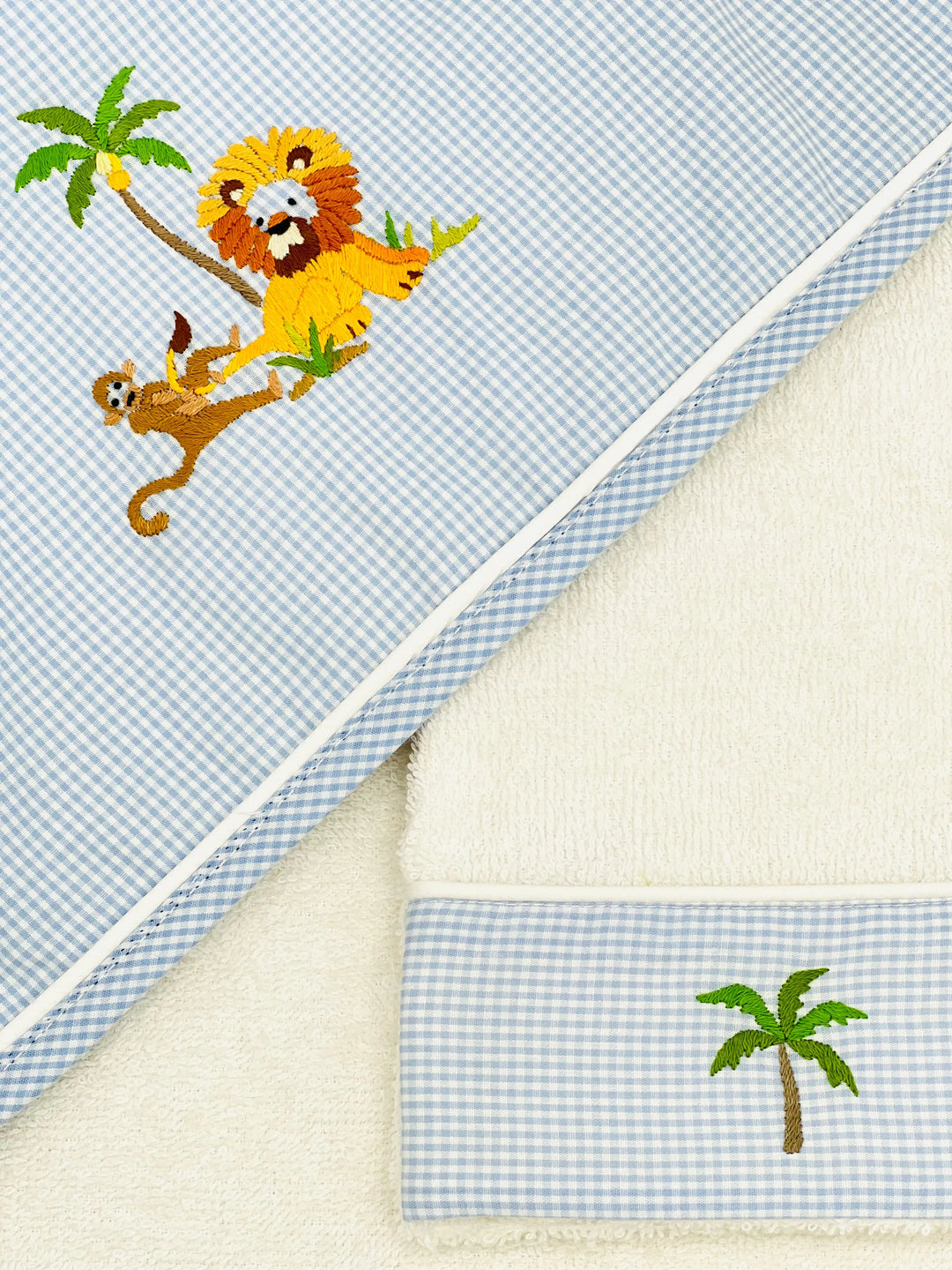 Hooded towel & mitt "safari" blue-Towels & bedlinen-Gordonsbury-Blue Almonds-London-South Kensington