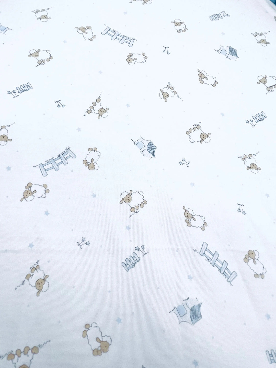 Moses basket fitted sheet - Sheep blue-Towels & bedlinen-Lyda Baby-Blue Almonds-London-South Kensington