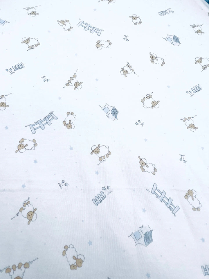 Moses basket fitted sheet - Sheep blue-Towels & bedlinen-Lyda Baby-Blue Almonds-London-South Kensington