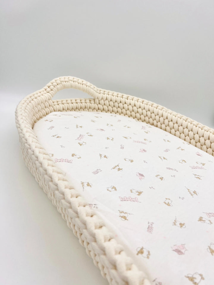 Moses basket fitted sheet - Sheep pink-Towels & bedlinen-Lyda Baby-Blue Almonds-London-South Kensington