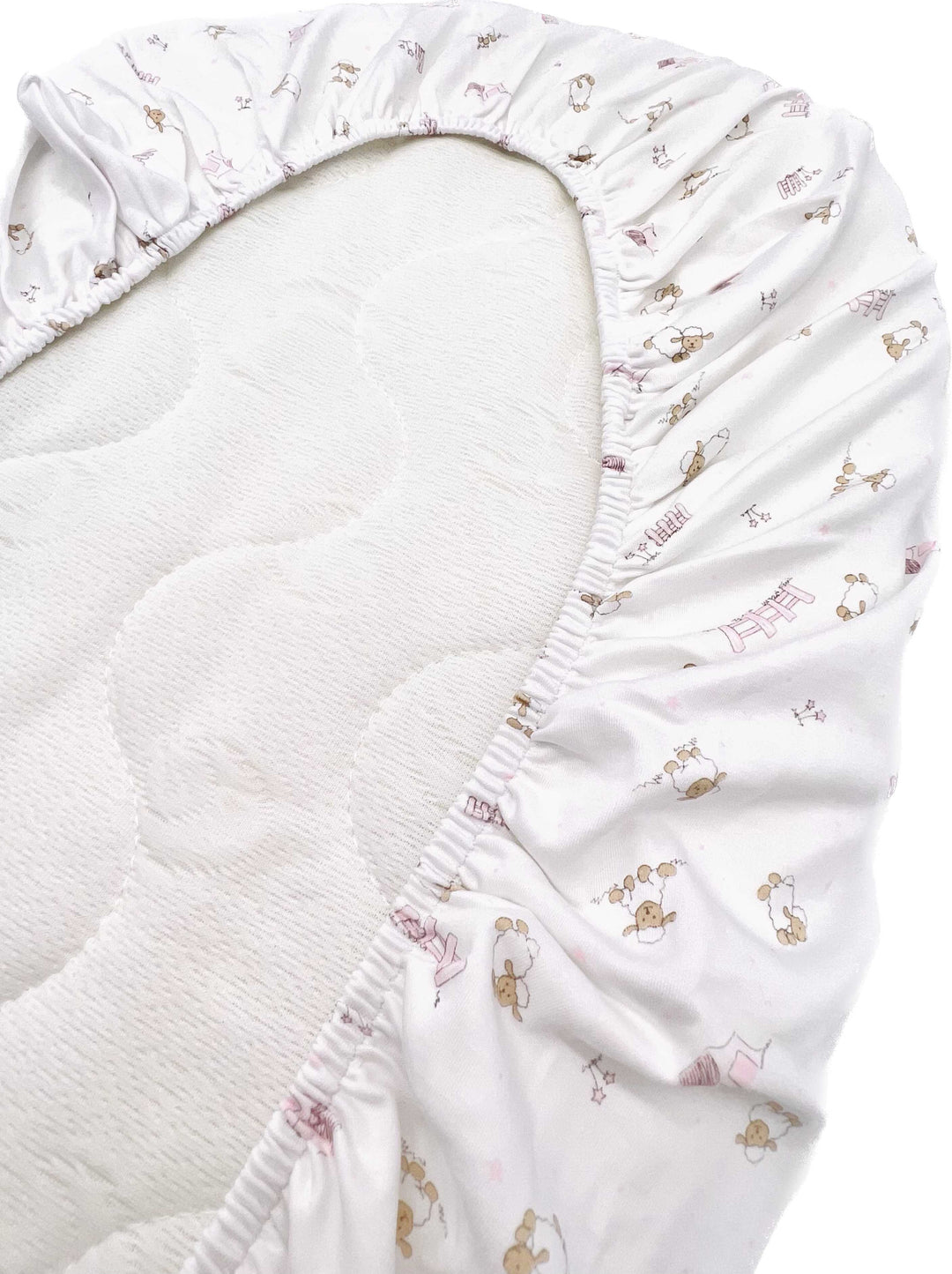 Moses basket fitted sheet - Sheep pink-Towels & bedlinen-Lyda Baby-Blue Almonds-London-South Kensington