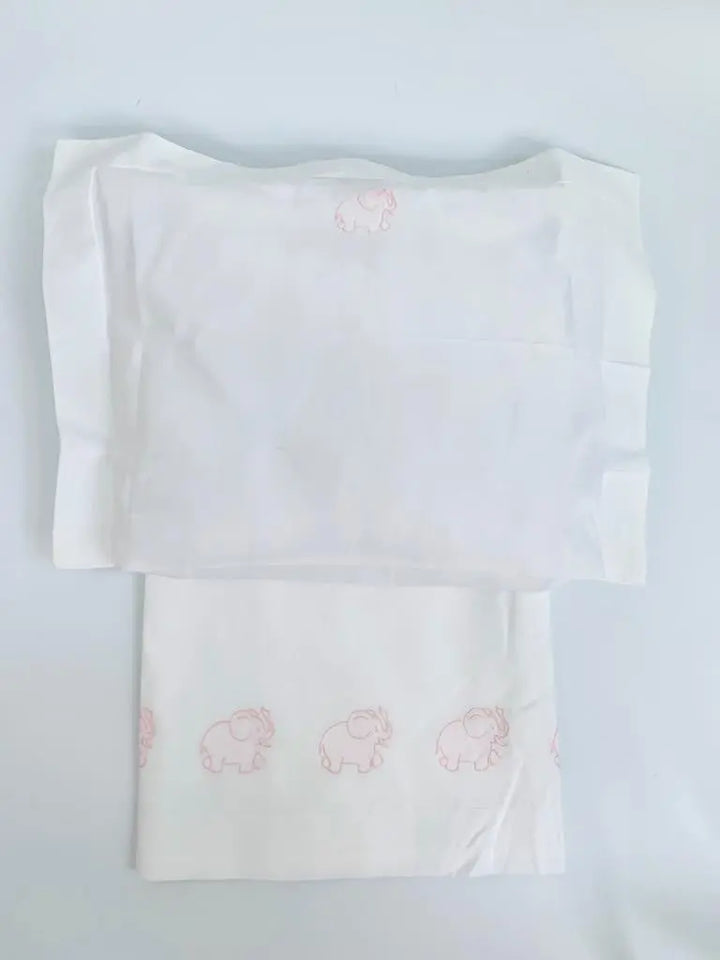 Moses basket sheet set elephants pink-Towels & bedlinen-Ferrari Mariella-Blue Almonds-London-South Kensington