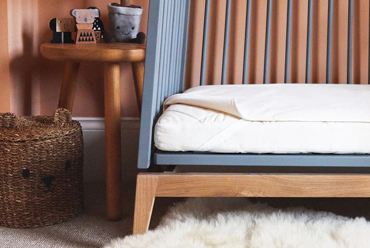 Organic waterproof mattress protector-Towels & bedlinen-Naturalmat-Blue Almonds-London-South Kensington