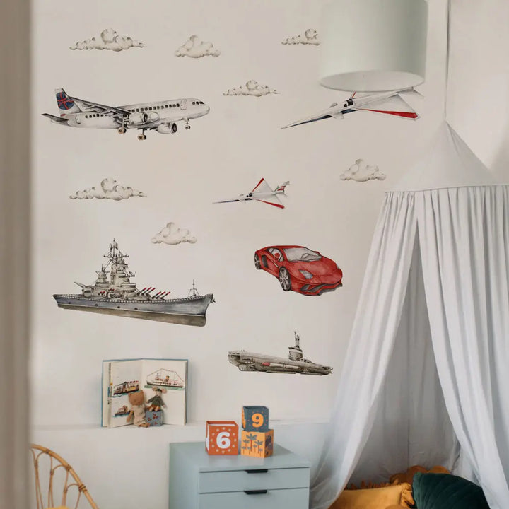 Stickers "industrial evolution- modern vehicles"-Wallpapers & stickers-Dekornik-Blue Almonds-London-South Kensington