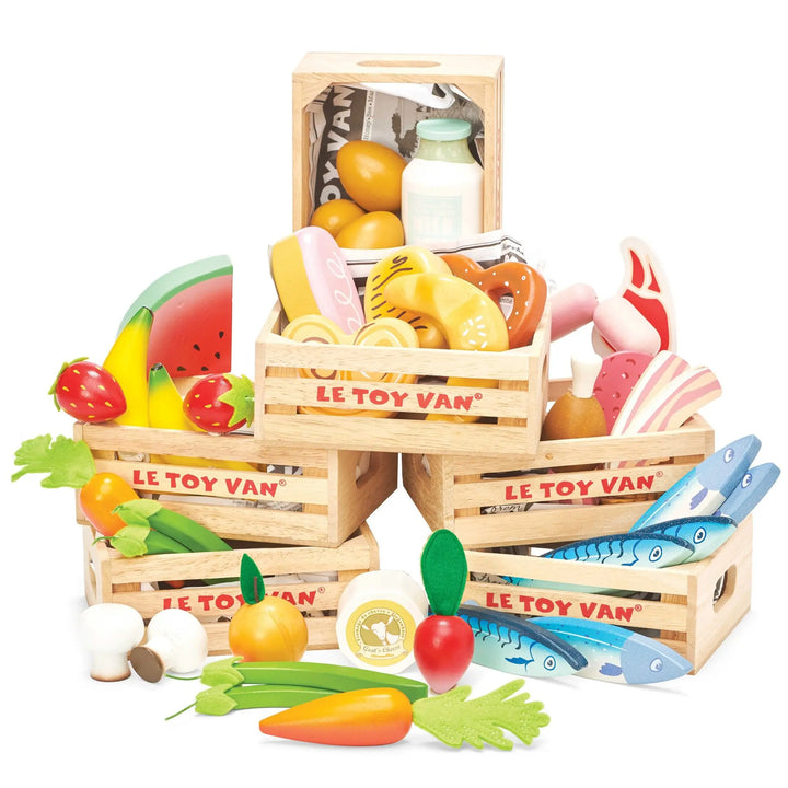 Vegetables '5 a Day' Crate-Wooden toys & more-Le Toy Van-Blue Almonds-London-South Kensington